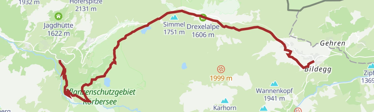 Route map: Warth | Von Warth über den Hochtannbergpass und Körbersee nach Schröcken